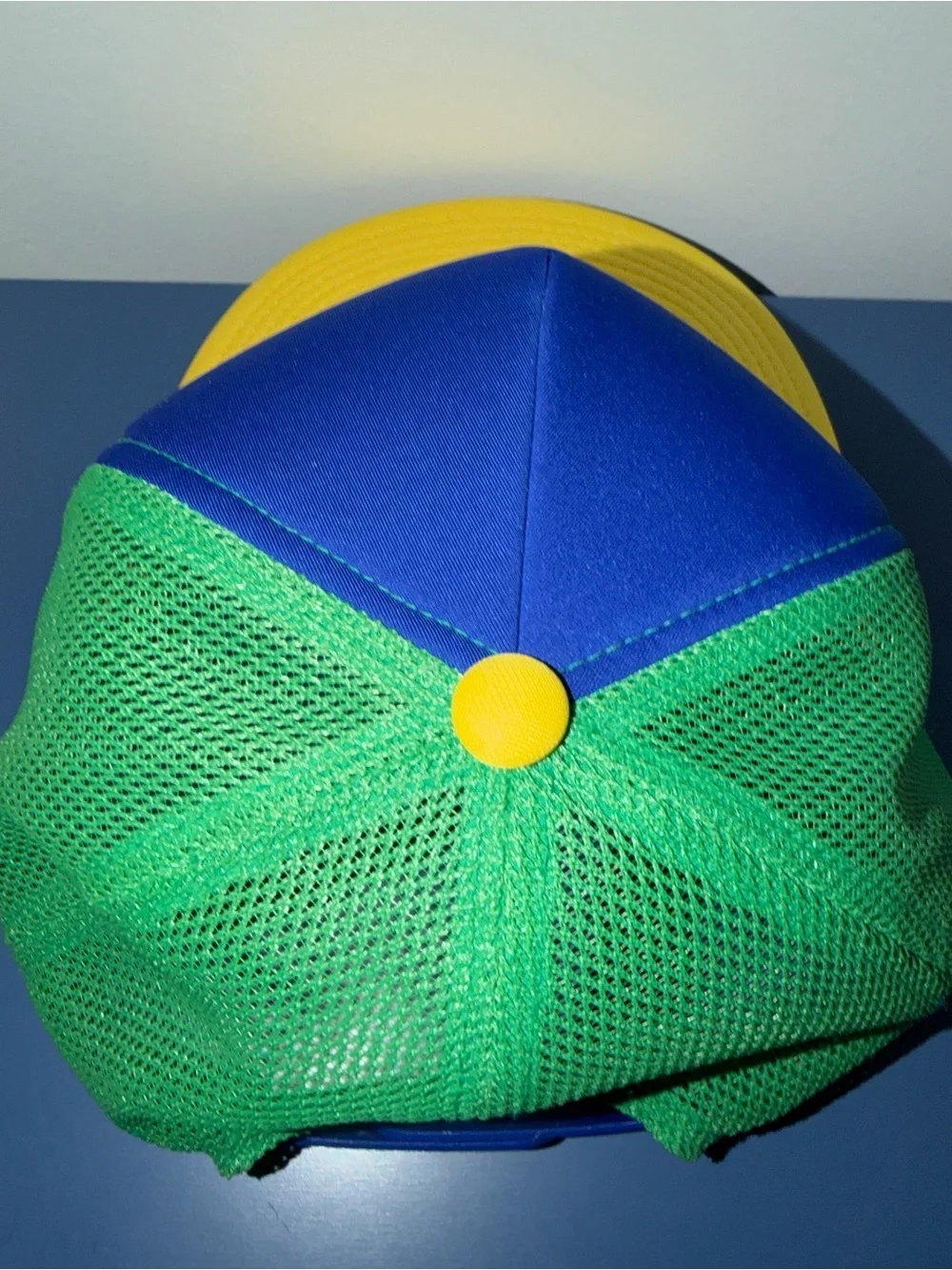 Bape Trucker Hat in Blue, Yellow & Green